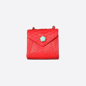 MINI ZAIN BAG IN RED PYTHON AND TURQUOISE STONE