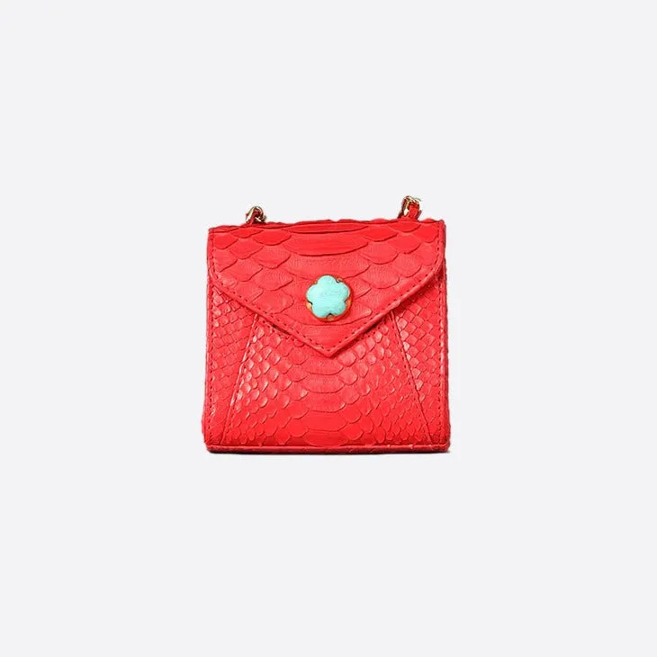MINI ZAIN BAG IN RED PYTHON AND TURQUOISE STONE