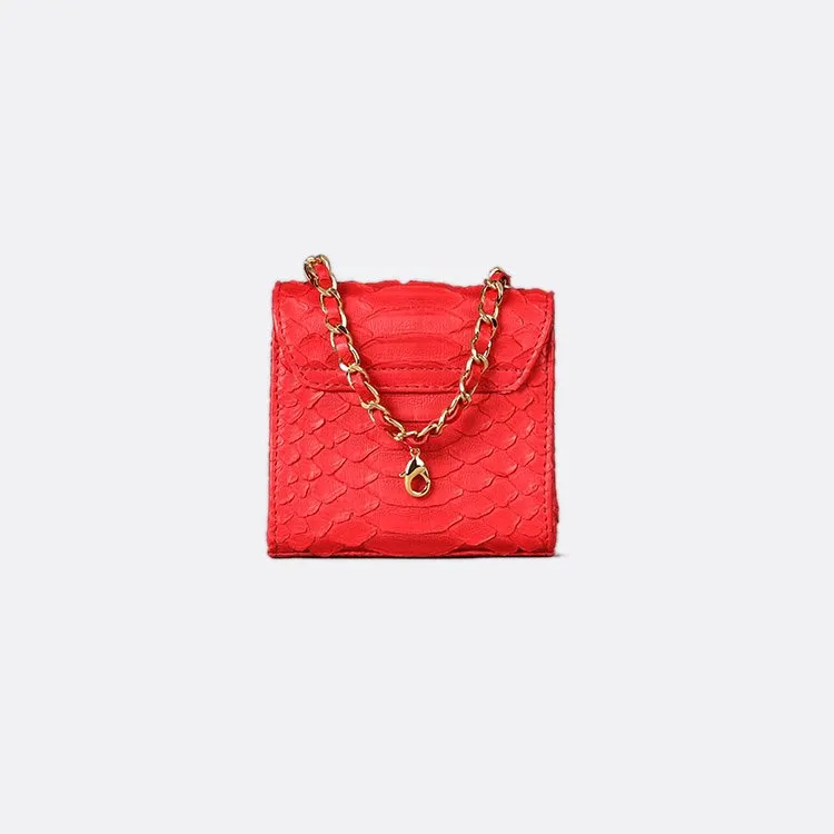 MINI ZAIN BAG IN RED PYTHON AND TURQUOISE STONE