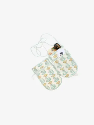 Mobile Sling Bag- Cotton Hand-blocked Green Floral Print