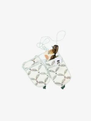 Mobile Sling Bag- Cotton Hand-blocked GreenLeaves Print