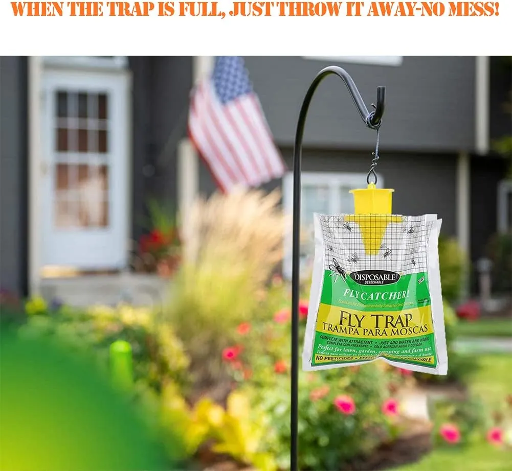 NEW Disposable Fly Insects Trap Bags, Fly Catcher Insect Trap, Outdoor Disposable Hanging Fly Trap, Non-Toxic and Odorless Hanging Bait Bag Catcher Pest Catcher for Outdoor Garden (1 pk)