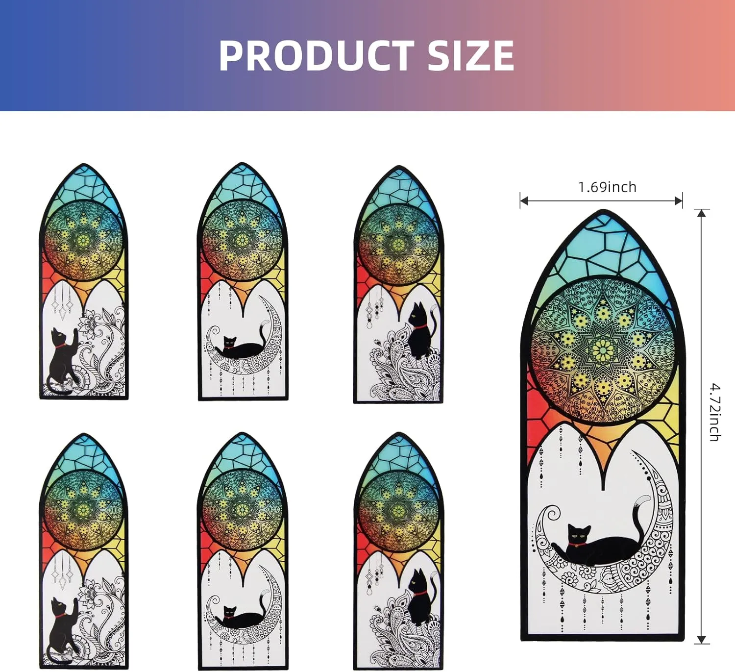 NEW Helia's Daily Series PET Bookmarks 6 Pcs Assorted Cute Book Markers Clip Set for Teachers Students Book Lovers Reading for School Office Home Supplies Black Cat Page Markers (with Church)