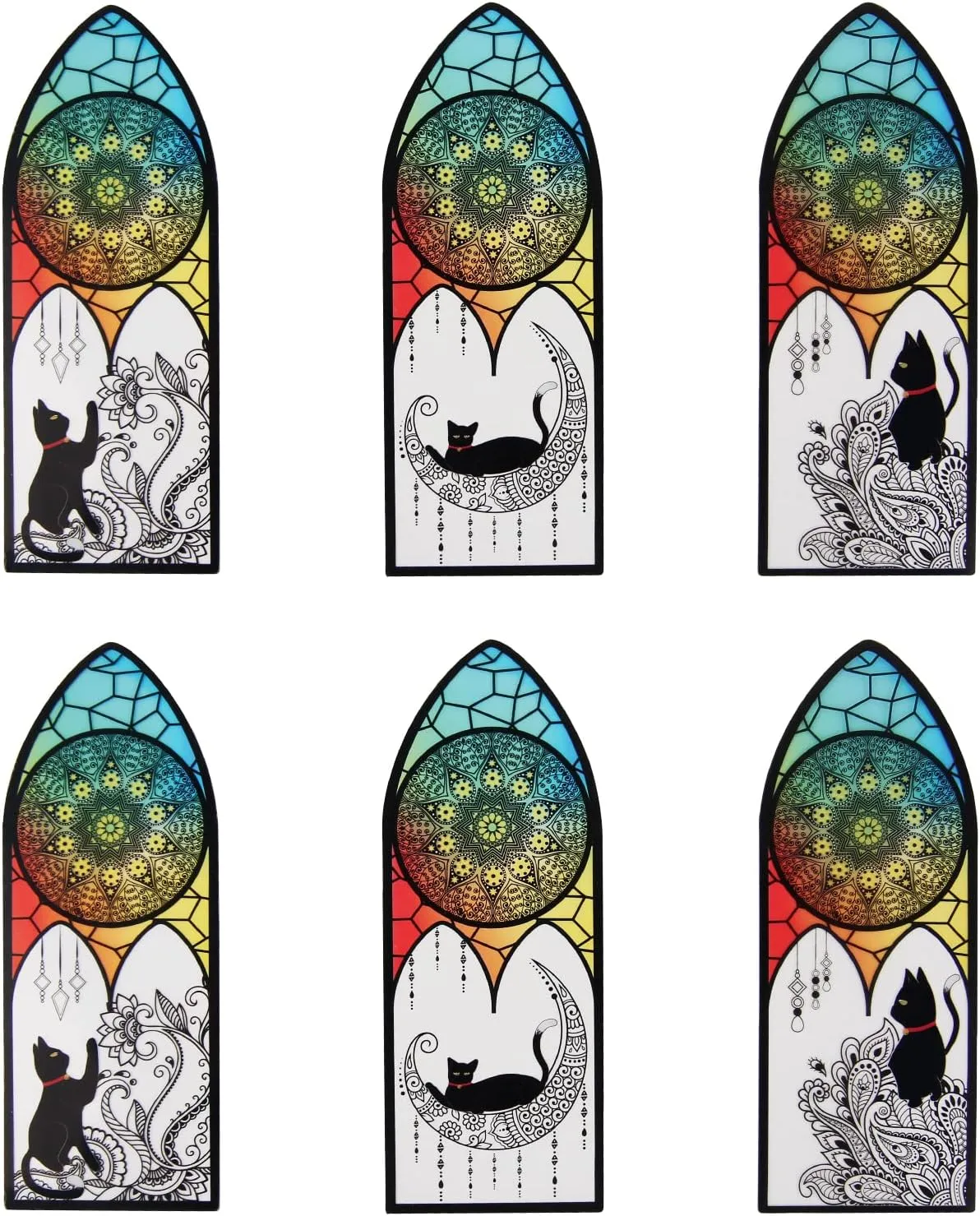 NEW Helia's Daily Series PET Bookmarks 6 Pcs Assorted Cute Book Markers Clip Set for Teachers Students Book Lovers Reading for School Office Home Supplies Black Cat Page Markers (with Church)