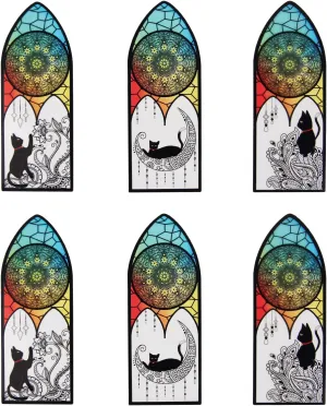 NEW Helia's Daily Series PET Bookmarks 6 Pcs Assorted Cute Book Markers Clip Set for Teachers Students Book Lovers Reading for School Office Home Supplies Black Cat Page Markers (with Church)
