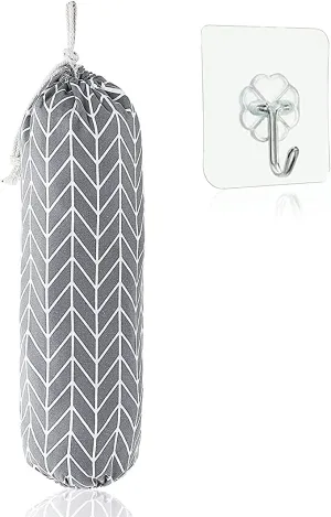 New Large Grocery Bags Holders, Reusable Wall Mount Sack Holder Carrier with Hanging Loop, great as baby hamper too! Grey