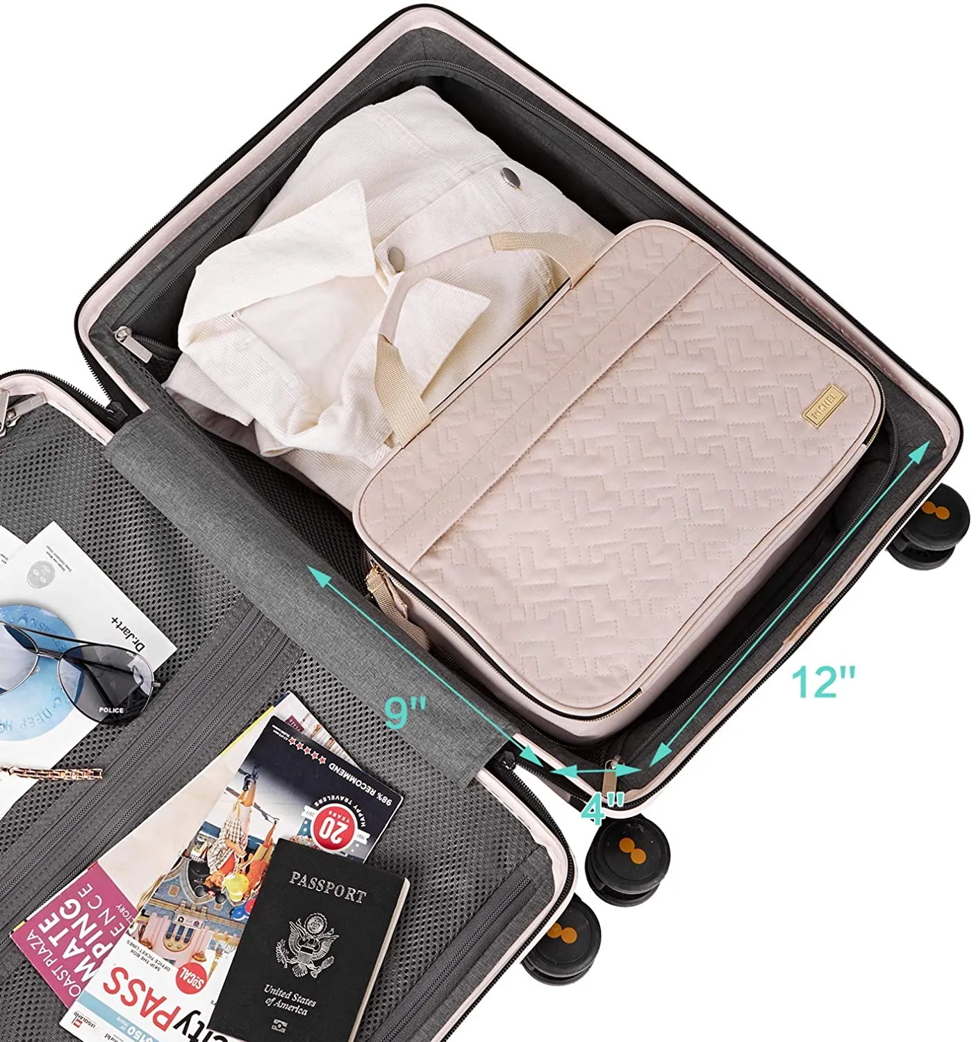 NISHEL Travel Toiletry Bag, Portable Makeup Organizer, Stand Up Cosmetic Bag, Travel Cosmetic Case for Travel Sized Toiletries, Pink