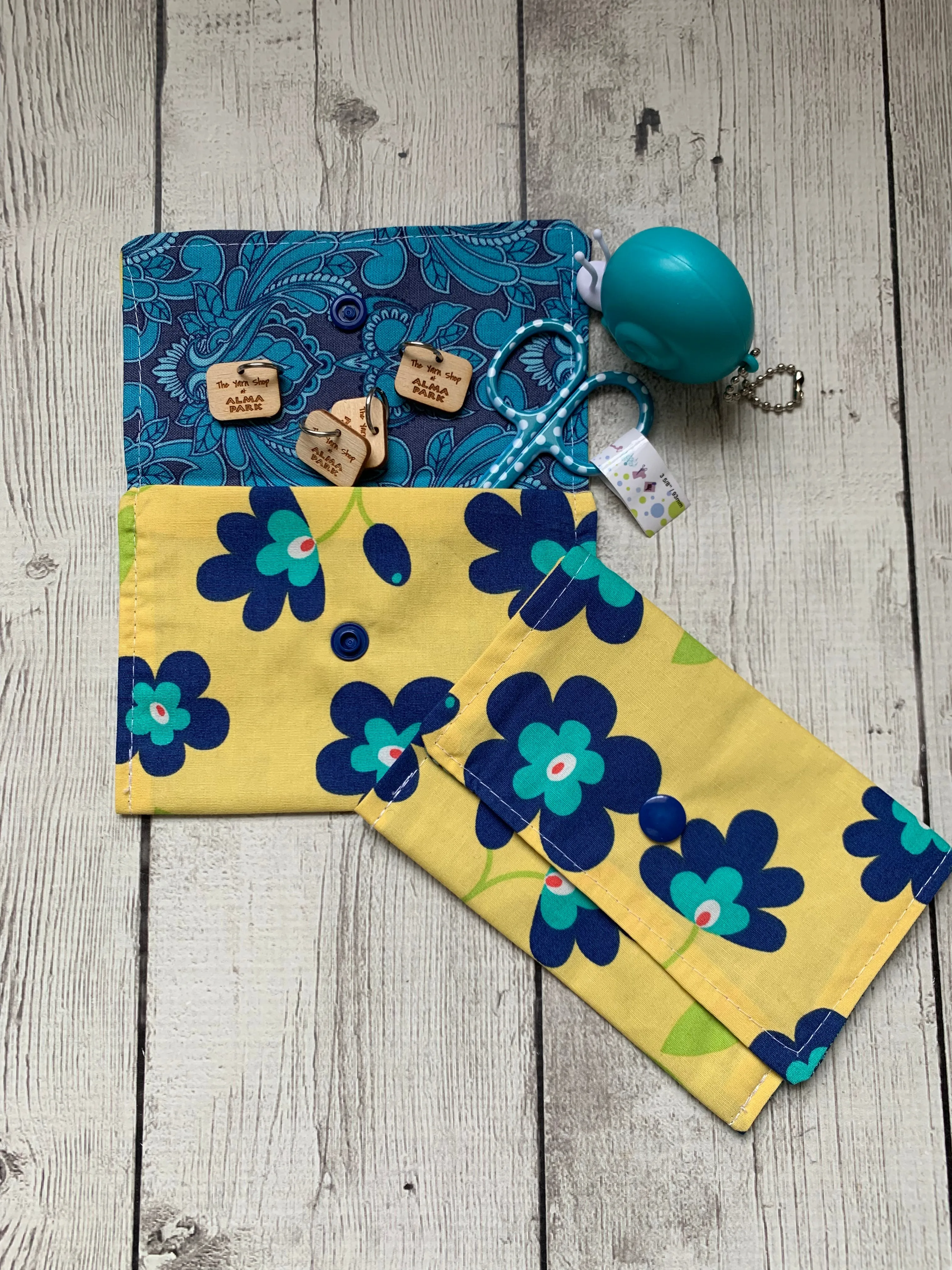Notions Pouch by Rose (single pocket) -  Yellow/blue flowers