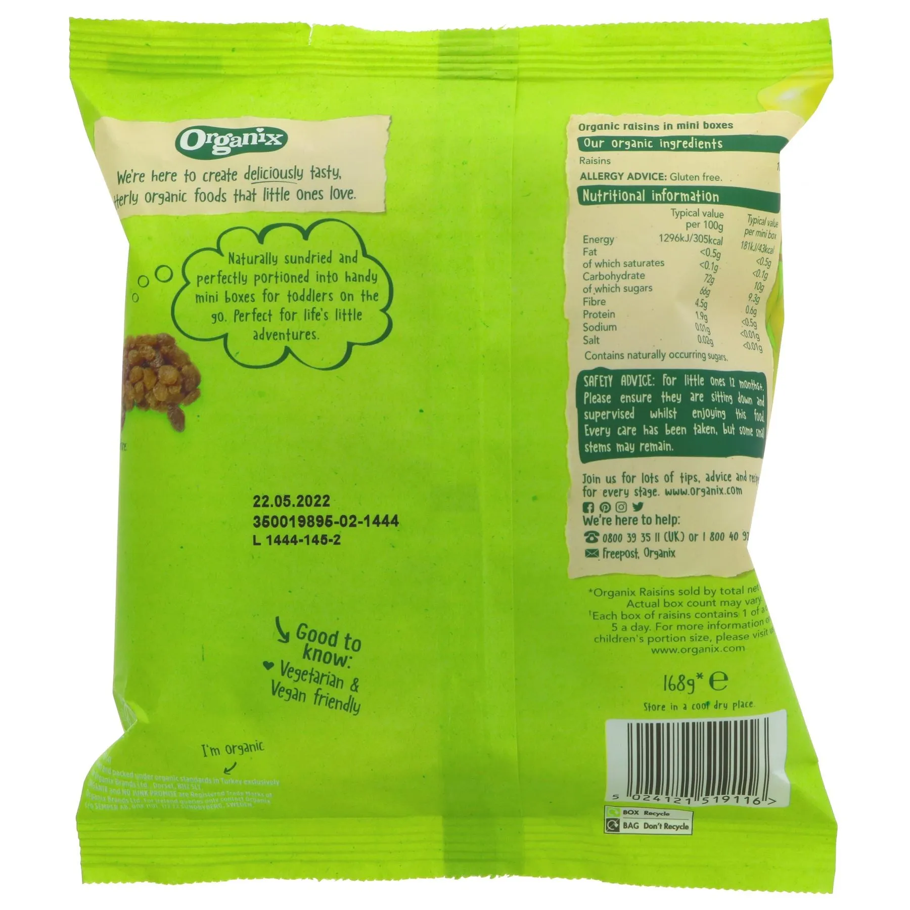 Organix | Raisins Mini Boxes | 12 x 14G
