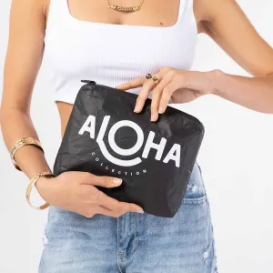 Original Black Aloha Pouch Small White on Black