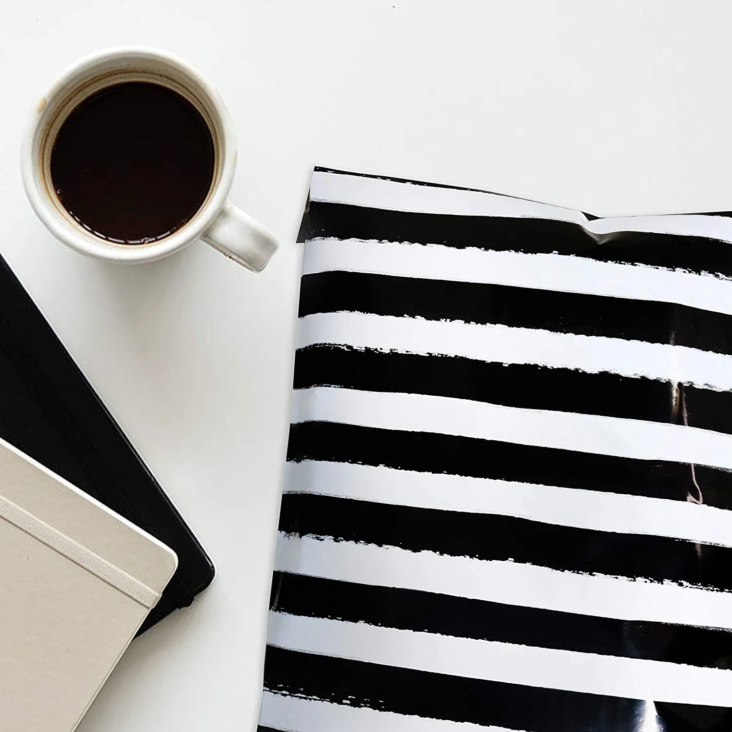 Pack It Chic - 10X13 (100 Pack) Black Watercolor Stripes Poly Mailer Envelope Plastic Custom Mailing & Shipping Bags - Self Seal