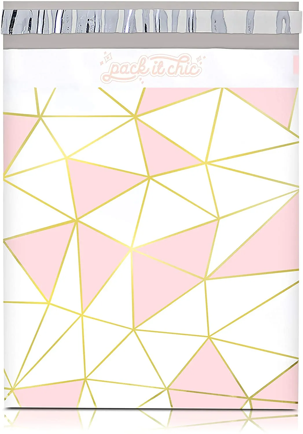 Pack It Chic - 10X13 (100 Pack) Mosaic Triangle Poly Mailer Envelope Plastic Custom Mailing & Shipping Bags - Self Seal