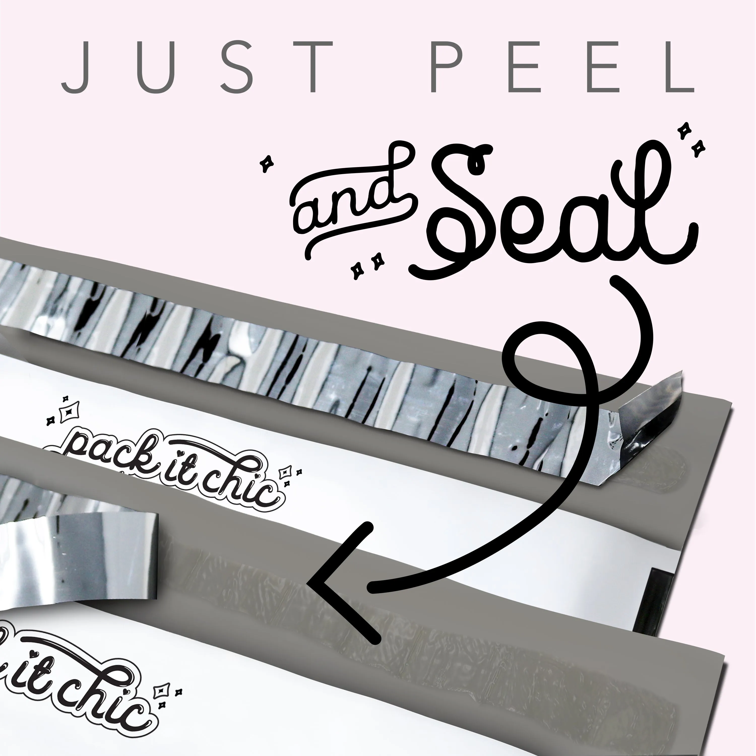 Pack It Chic - 10X13 (100 Pack) Mosaic Triangle Poly Mailer Envelope Plastic Custom Mailing & Shipping Bags - Self Seal