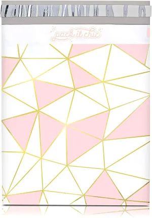 Pack It Chic - 10X13 (100 Pack) Mosaic Triangle Poly Mailer Envelope Plastic Custom Mailing & Shipping Bags - Self Seal