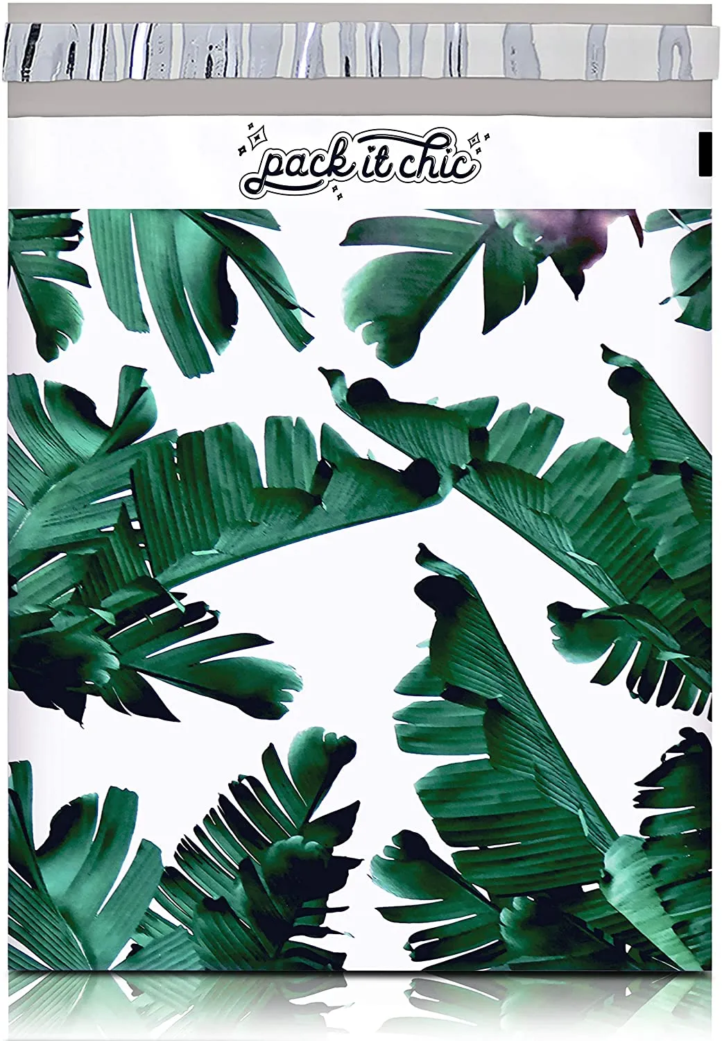 Pack It Chic - 10X13 (100 Pack) Tropical Leaves Poly Mailer Envelope Plastic Custom Mailing & Shipping Bags - Self Seal