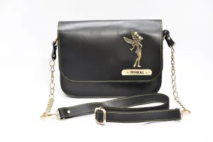 Personalized Chained Sling Bag - Black
