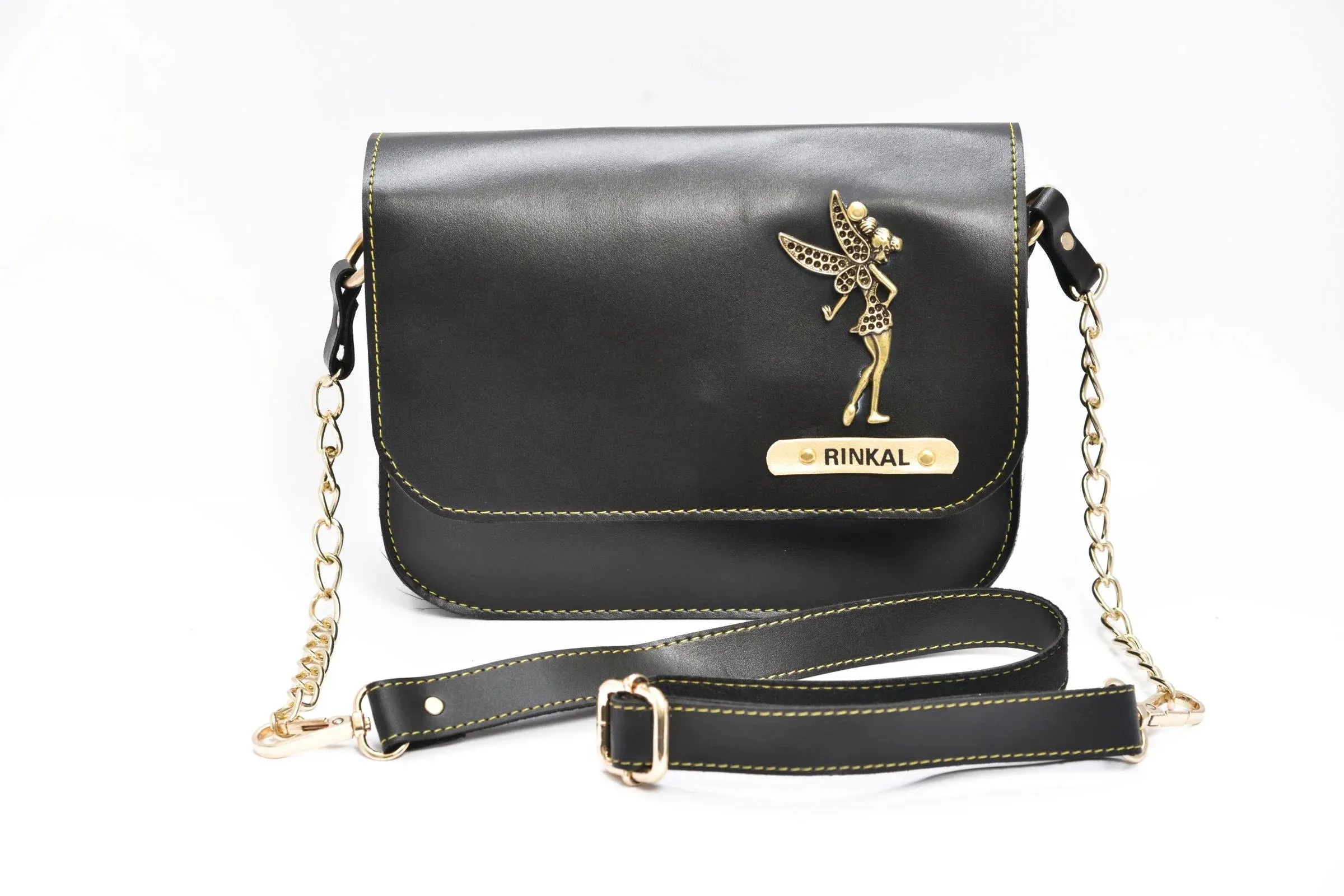 Personalized Chained Sling Bag - Black
