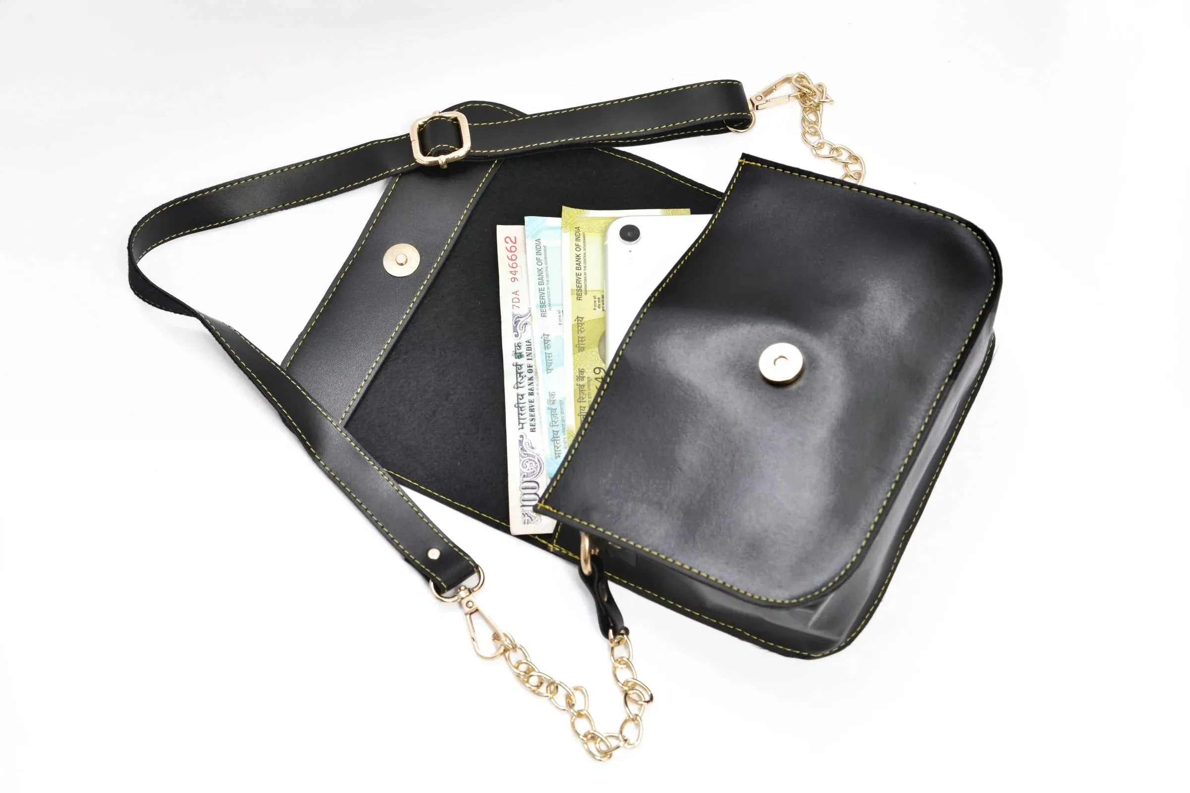 Personalized Chained Sling Bag - Black