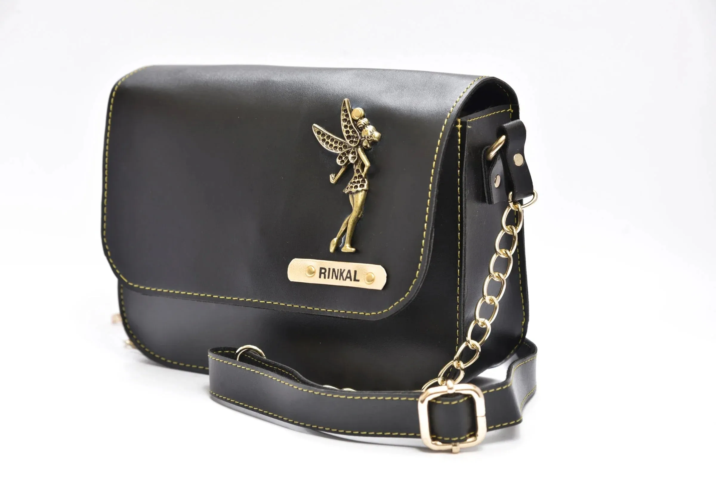 Personalized Chained Sling Bag - Black