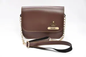 Personalized Chained Sling Bag - Brown