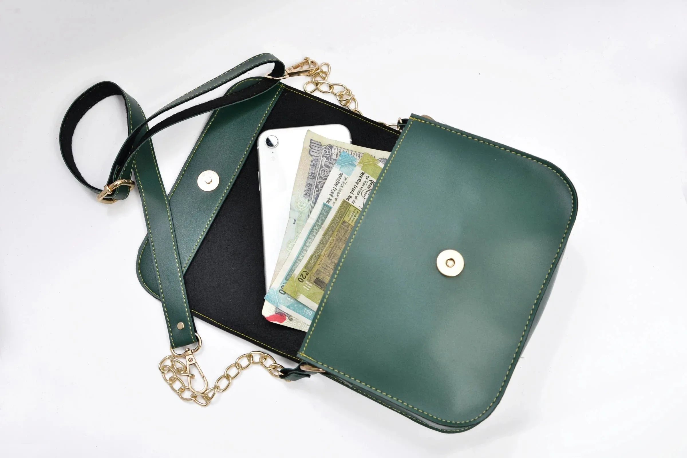 Personalized Chained Sling Bag - Olive Green