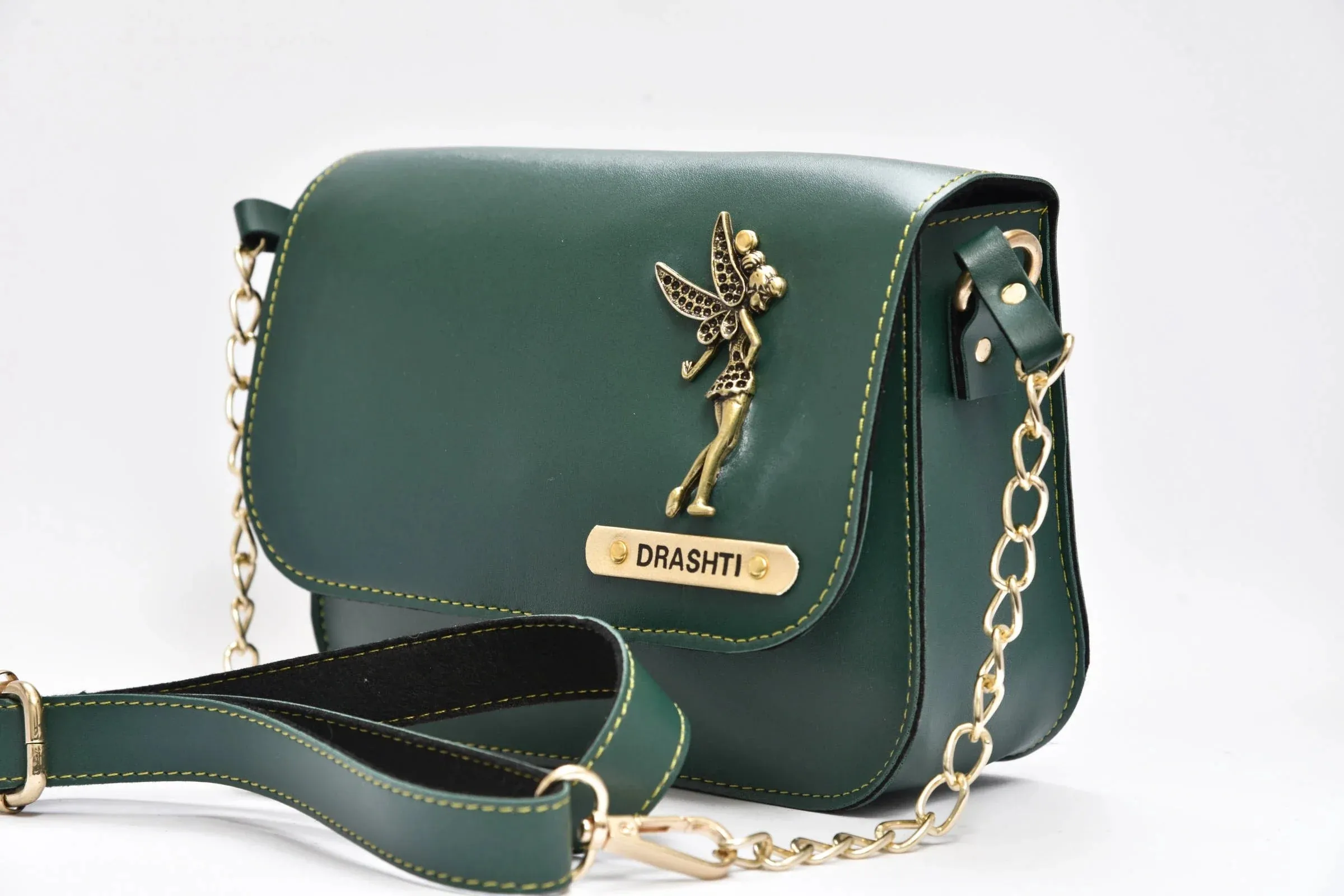 Personalized Chained Sling Bag - Olive Green