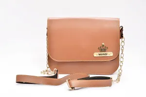 Personalized Chained Sling Bag - Tan