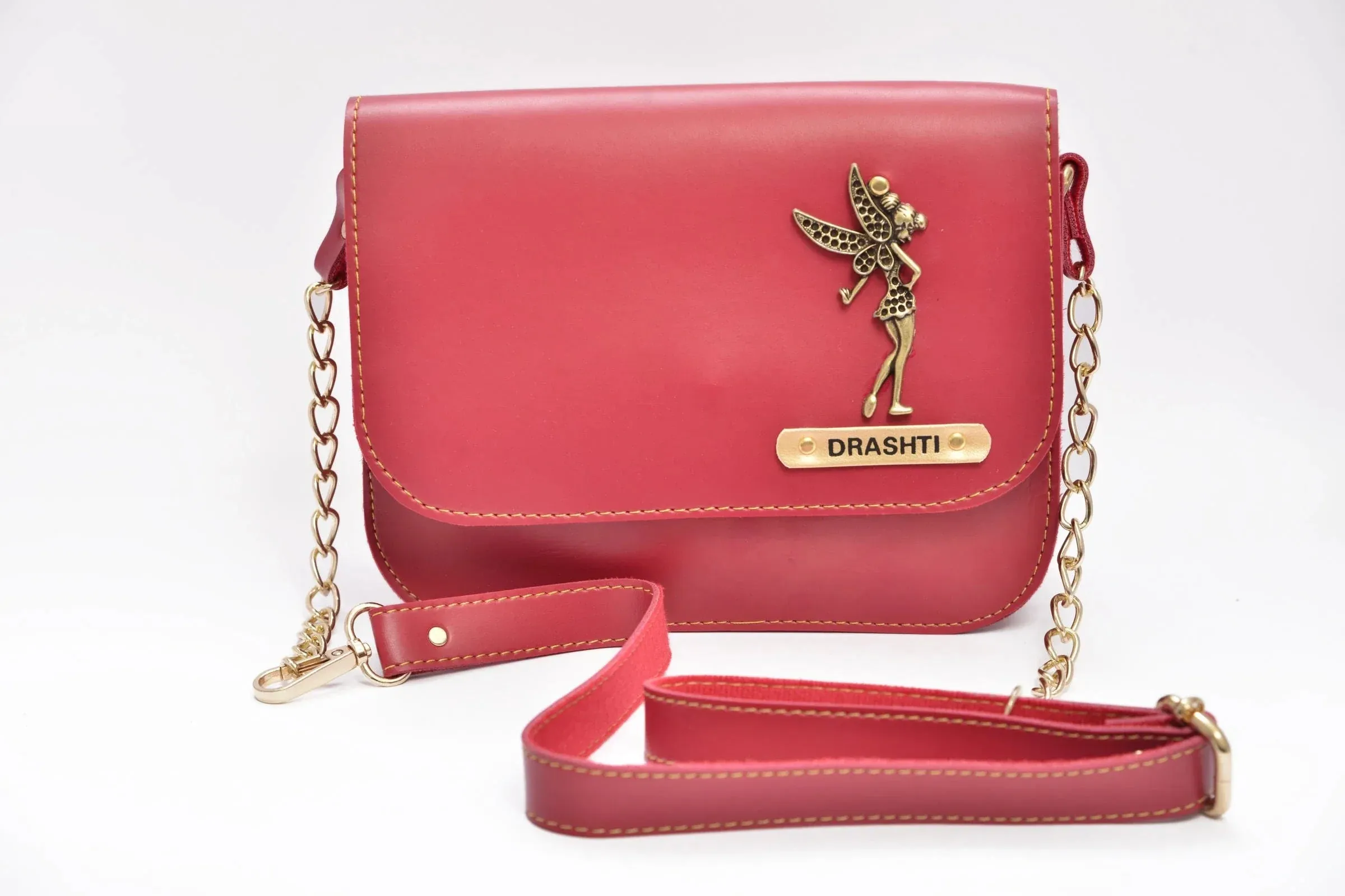 Personalized Chained Sling Bag - Wine