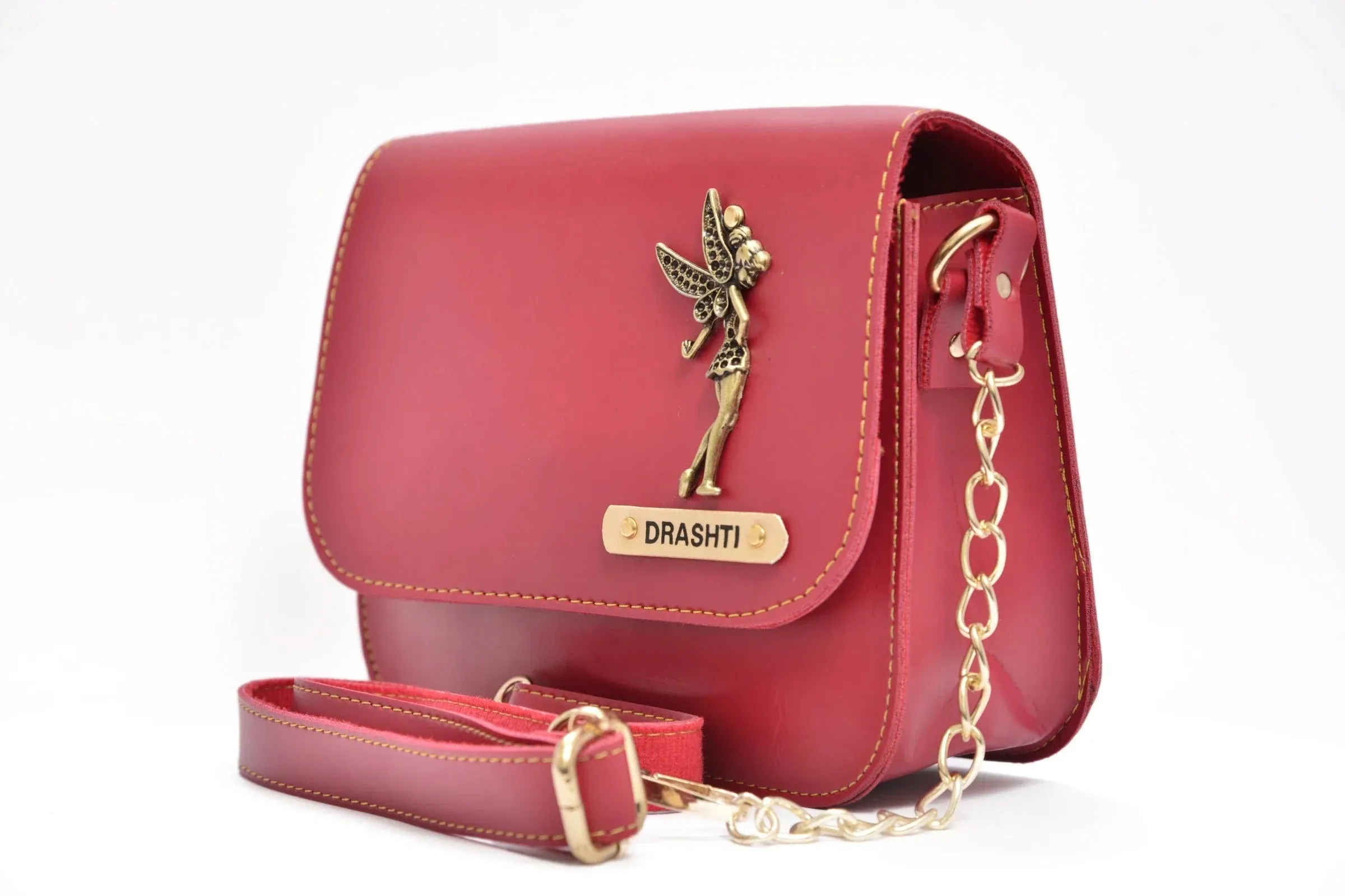 Personalized Chained Sling Bag - Wine