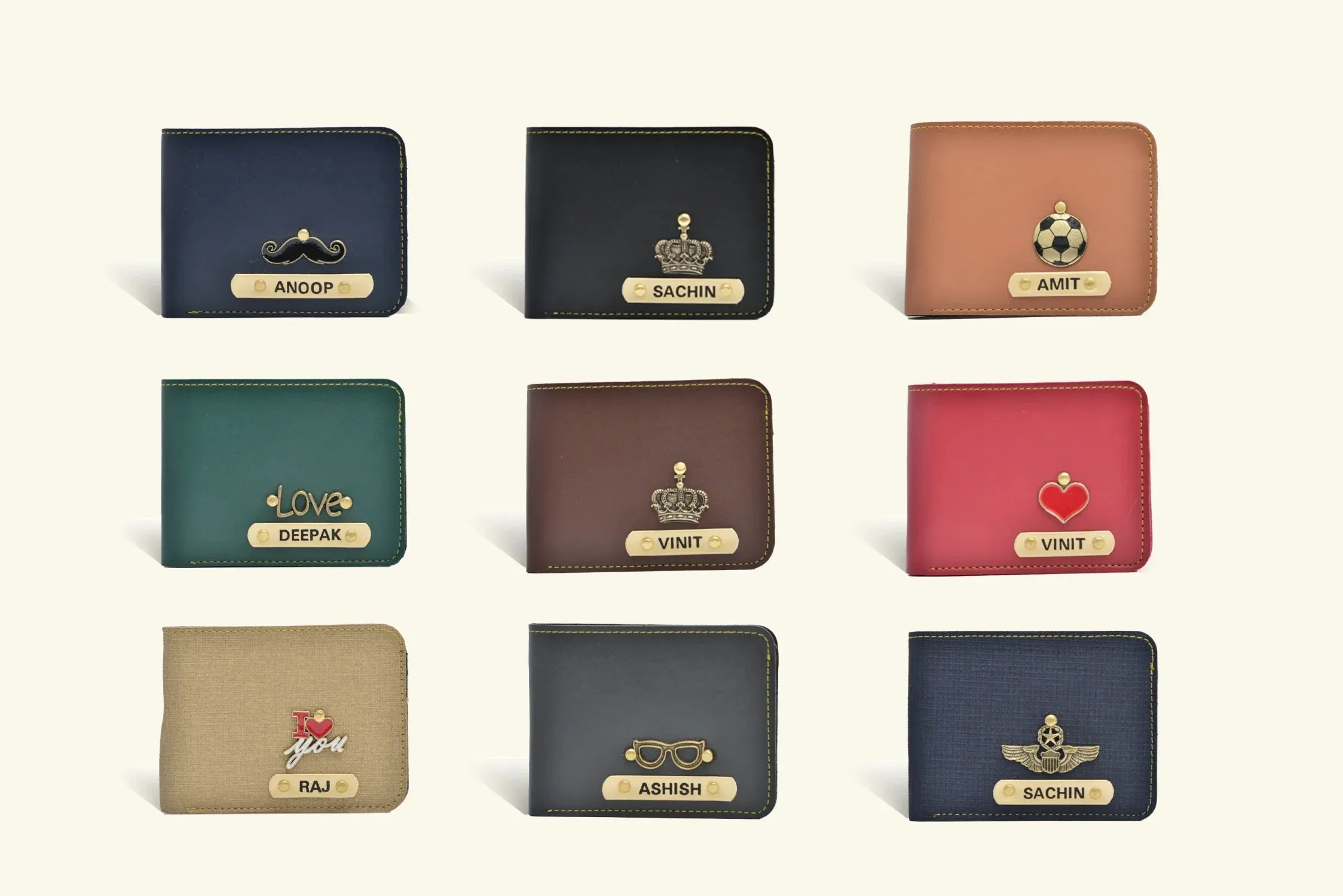 Personalized Couple's Combo : Chained Sling Bag ( Product 1 ) & Men's Wallet (Product 2) - Wine