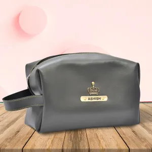 Personalized Mutlipurpose Travel /  Make-up Pouch - Grey