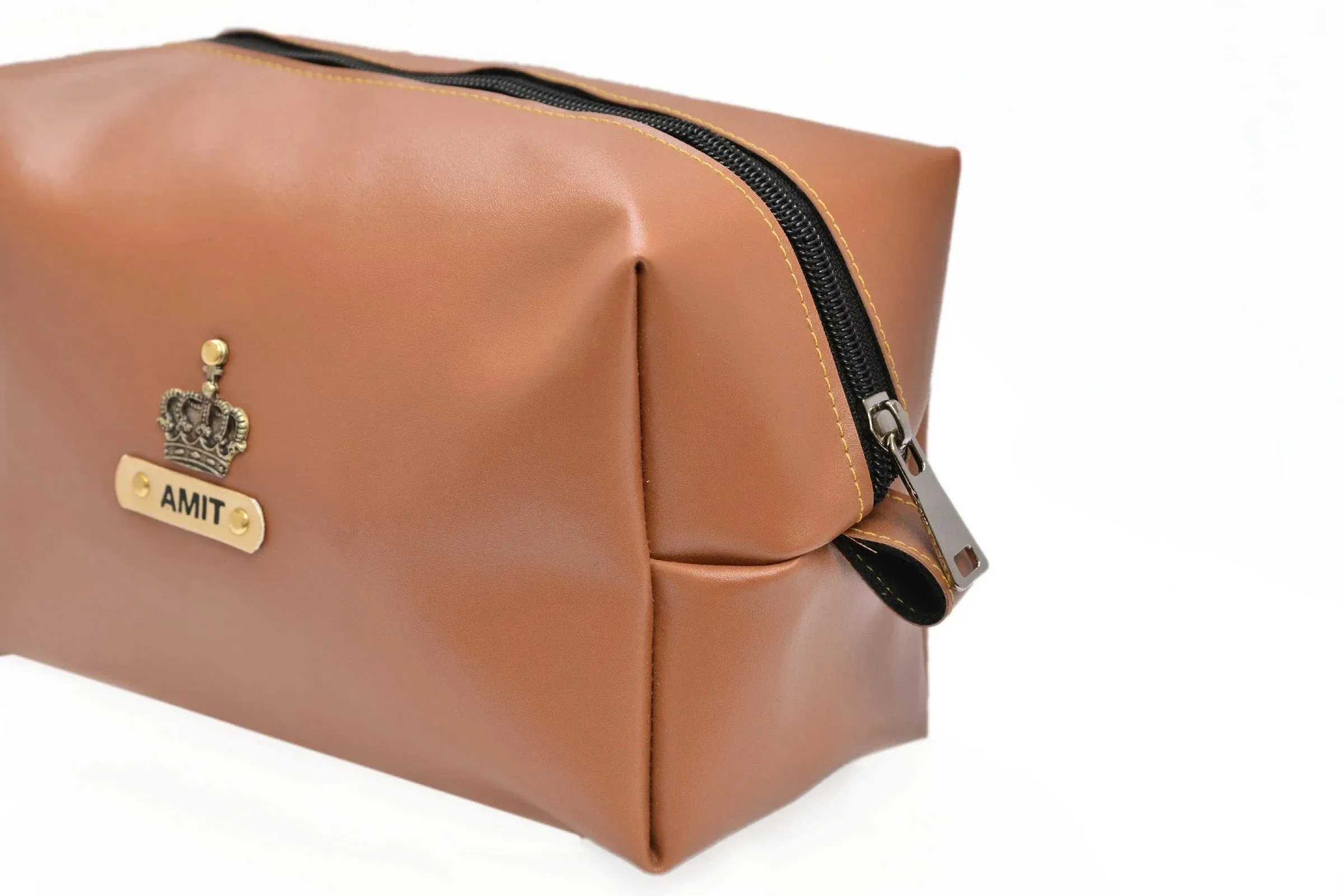 Personalized Mutlipurpose Travel- Make-up Pouch - Tan