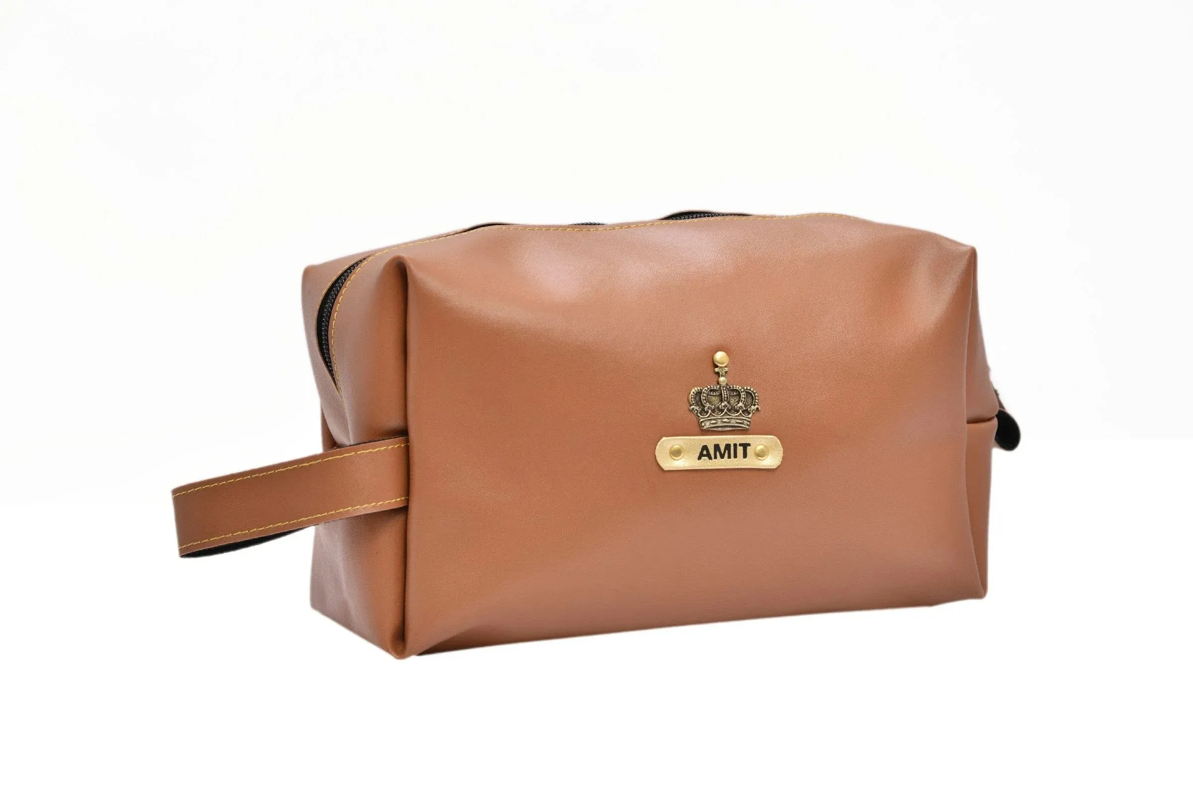 Personalized Mutlipurpose Travel- Make-up Pouch - Tan