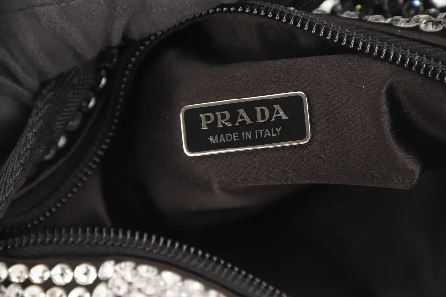 PRADA SATIN MINI BAG WITH CRYSTALS (IBC515) WITH DUST COVER AND BOX