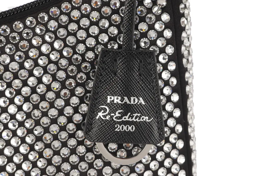 PRADA SATIN MINI BAG WITH CRYSTALS (IBC515) WITH DUST COVER AND BOX