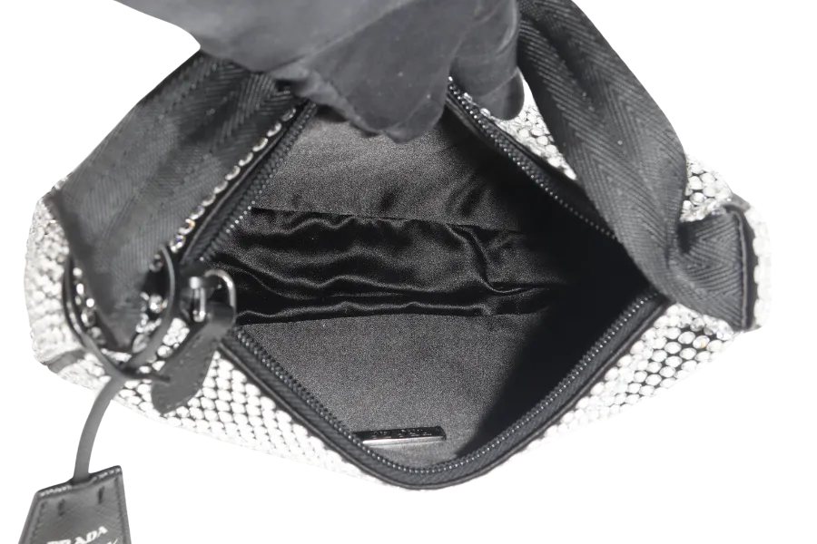 PRADA SATIN MINI BAG WITH CRYSTALS (IBC515) WITH DUST COVER AND BOX