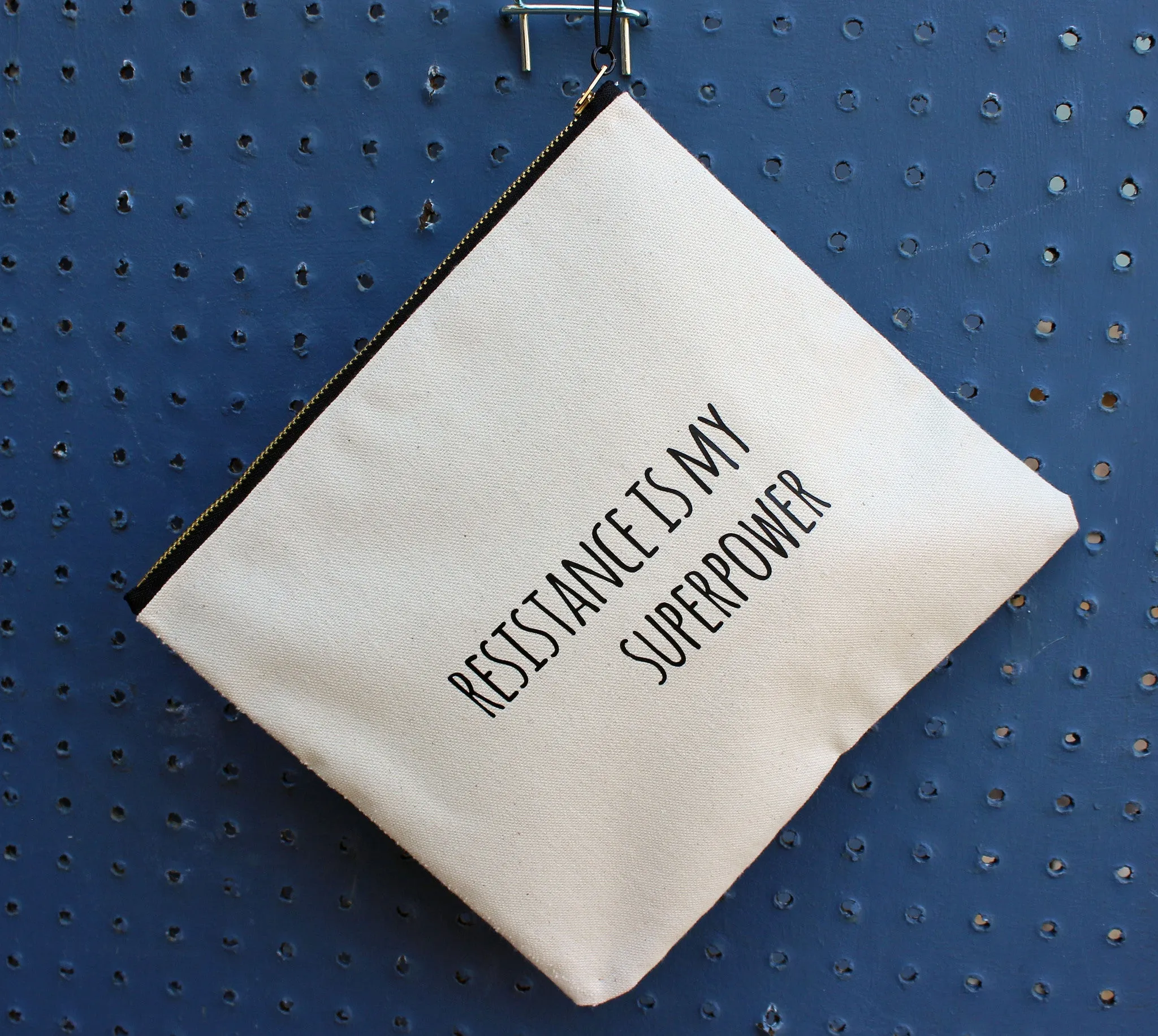 resistance is my superpower - zip money bag
