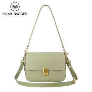 Royal Bagger Shoulder Crossbody Bags for Women Genuine Cow Leather Fashion Simple Commuter Underarm Small Square Bag 1555
