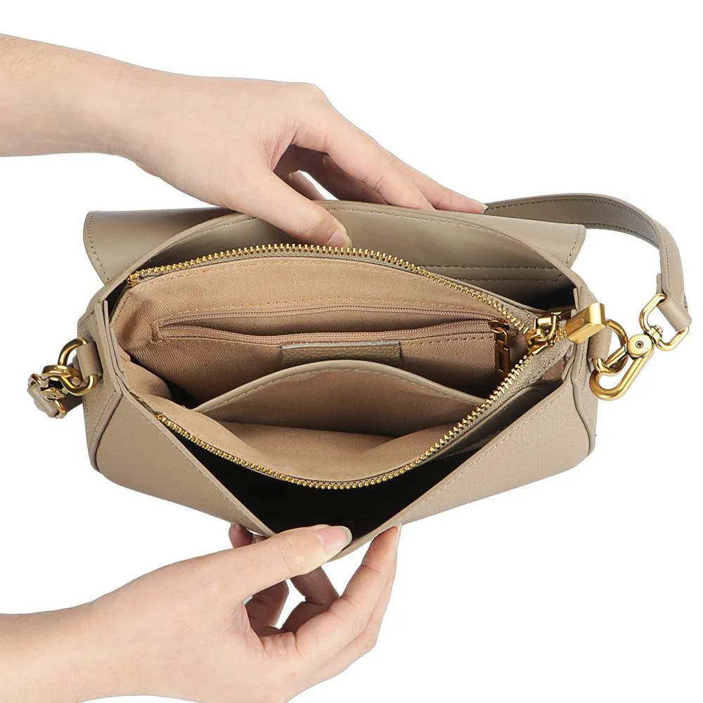 Royal Bagger Shoulder Crossbody Bags for Women Genuine Cow Leather Fashion Simple Commuter Underarm Small Square Bag 1555