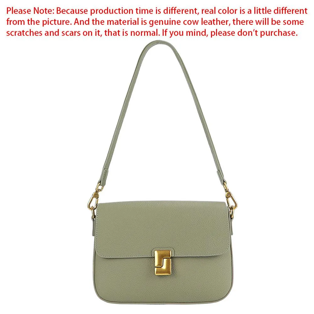 Royal Bagger Shoulder Crossbody Bags for Women Genuine Cow Leather Fashion Simple Commuter Underarm Small Square Bag 1555