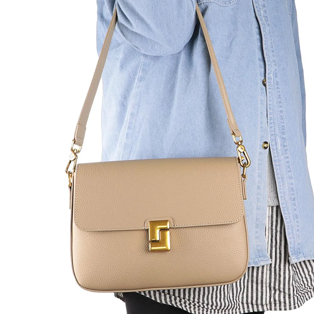 Royal Bagger Shoulder Crossbody Bags for Women Genuine Cow Leather Fashion Simple Commuter Underarm Small Square Bag 1555