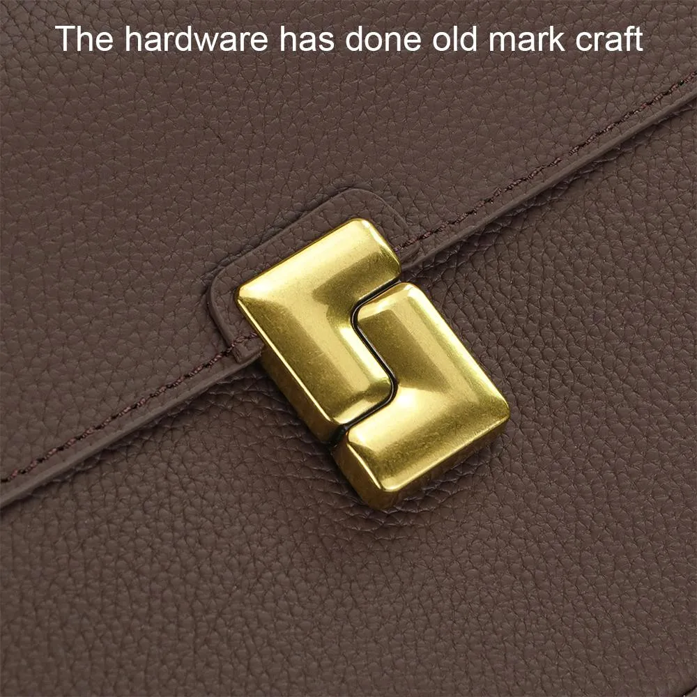 Royal Bagger Shoulder Crossbody Bags for Women Genuine Cow Leather Fashion Simple Commuter Underarm Small Square Bag 1555