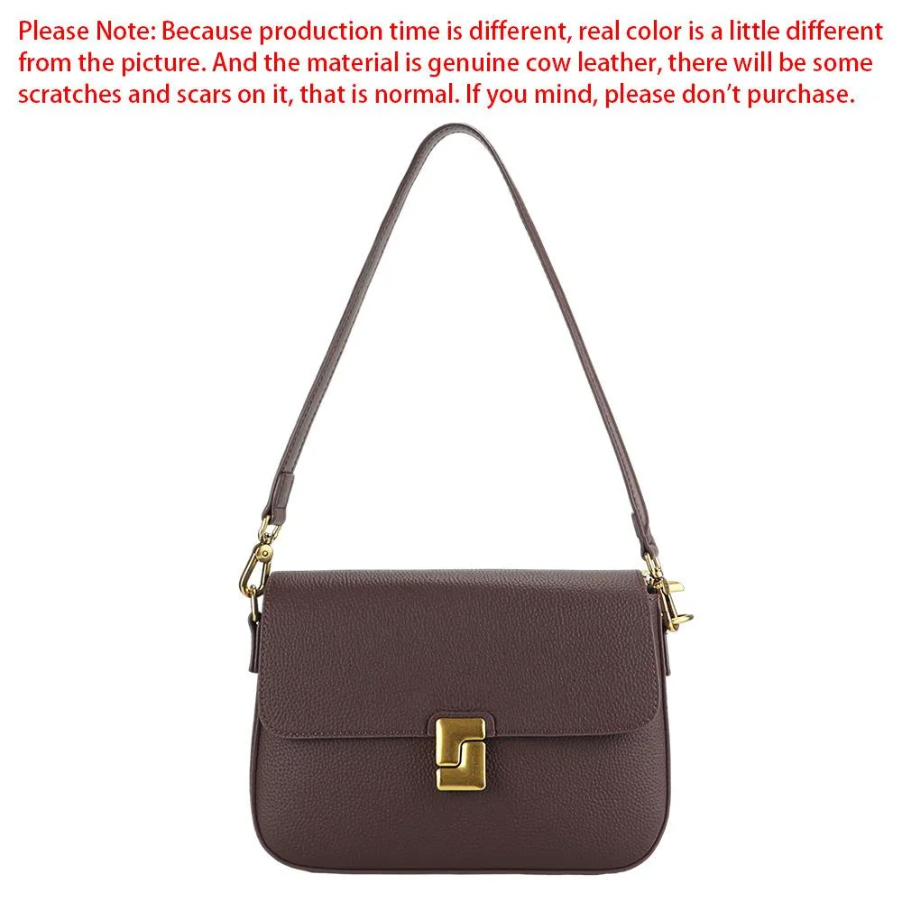 Royal Bagger Shoulder Crossbody Bags for Women Genuine Cow Leather Fashion Simple Commuter Underarm Small Square Bag 1555