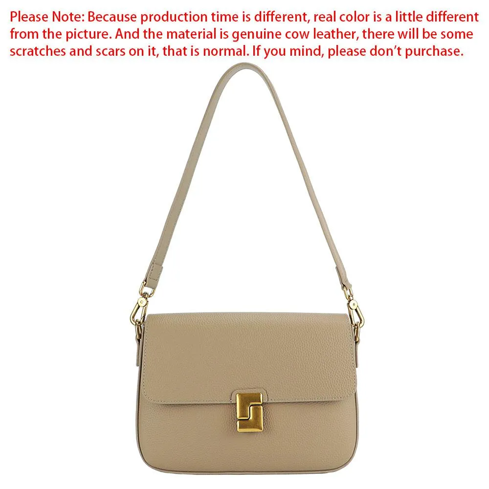 Royal Bagger Shoulder Crossbody Bags for Women Genuine Cow Leather Fashion Simple Commuter Underarm Small Square Bag 1555