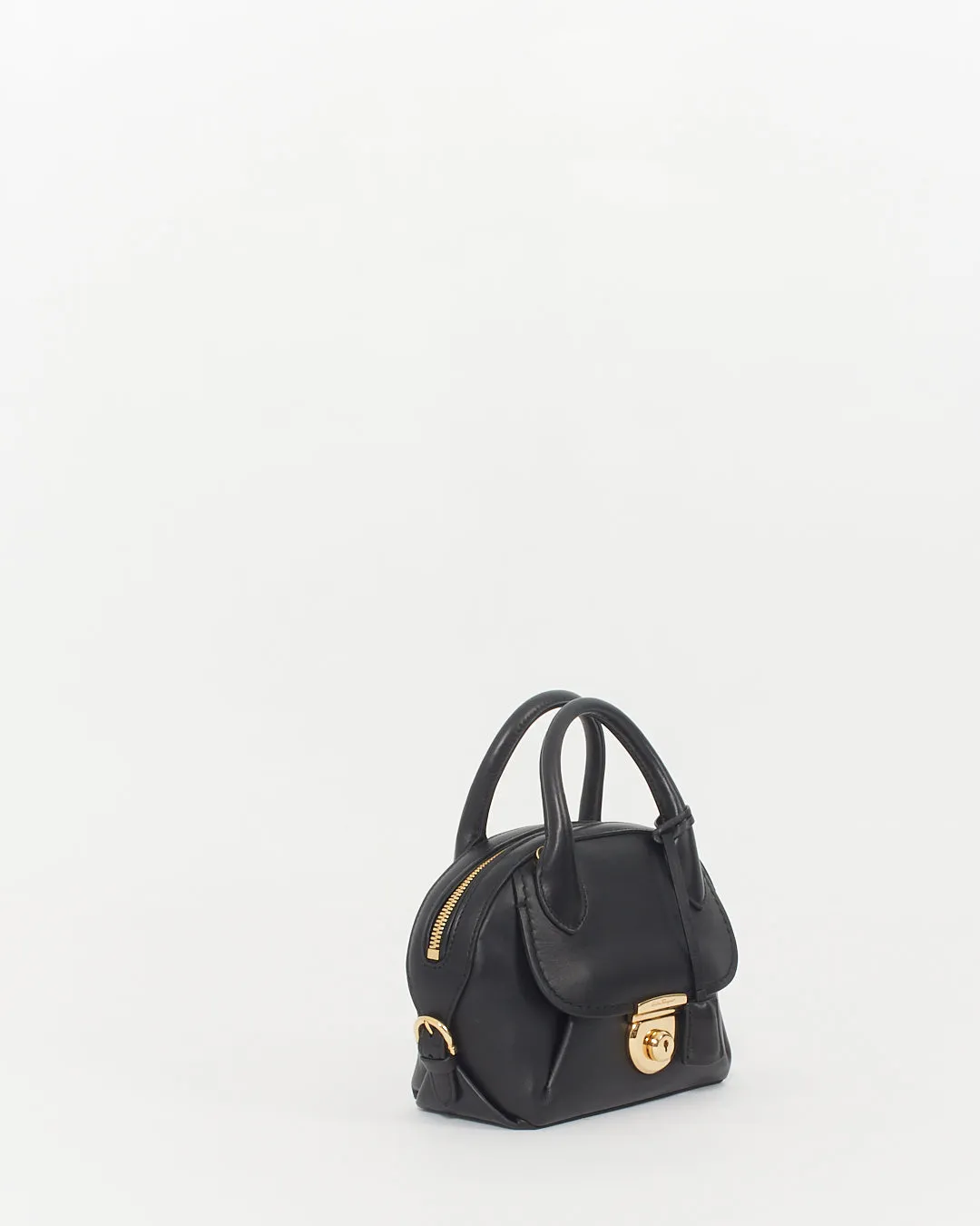 Salvatore Ferragamo Black Smooth Leather Mini Crossbody Bag