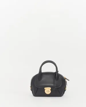 Salvatore Ferragamo Black Smooth Leather Mini Crossbody Bag