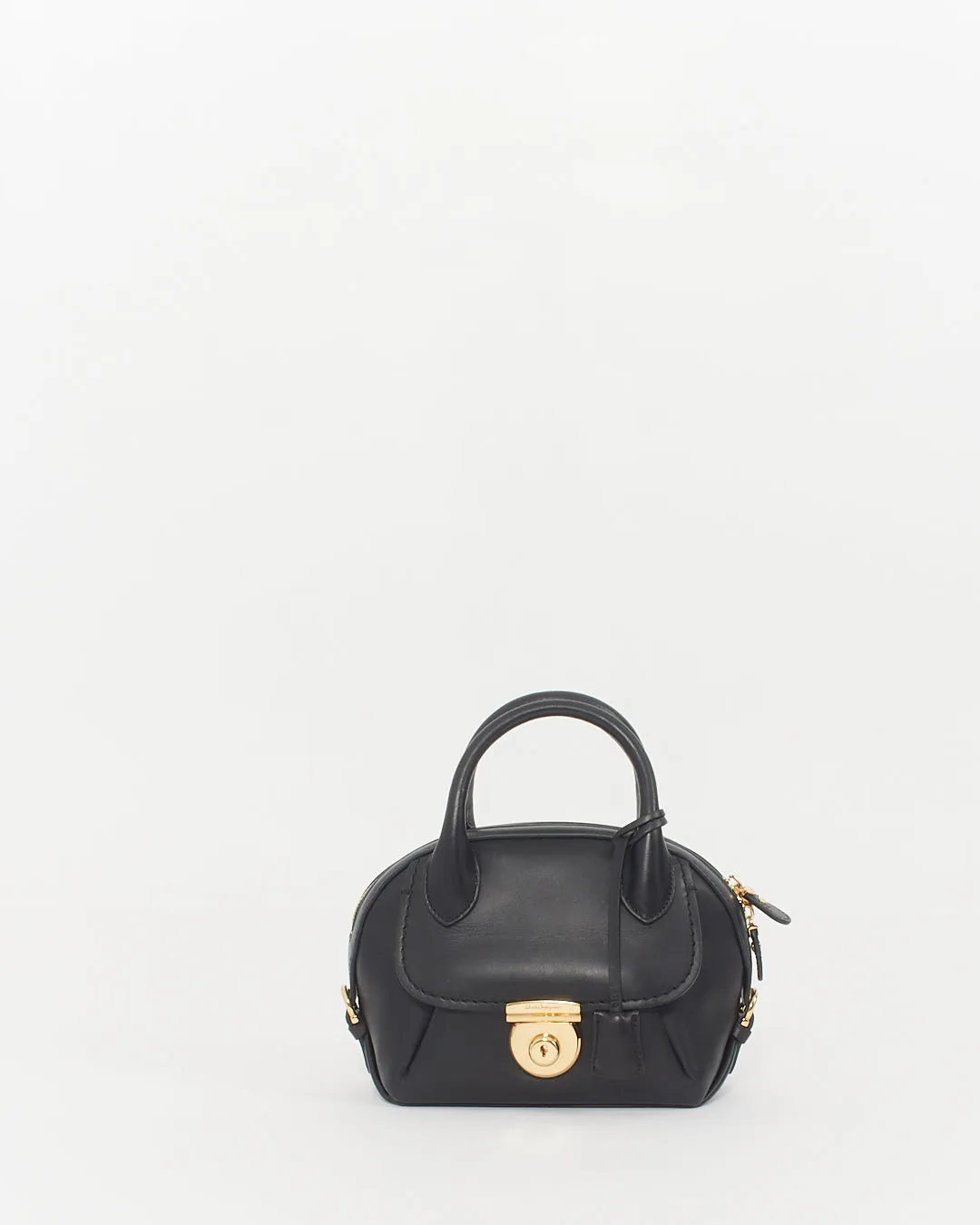 Salvatore Ferragamo Black Smooth Leather Mini Crossbody Bag