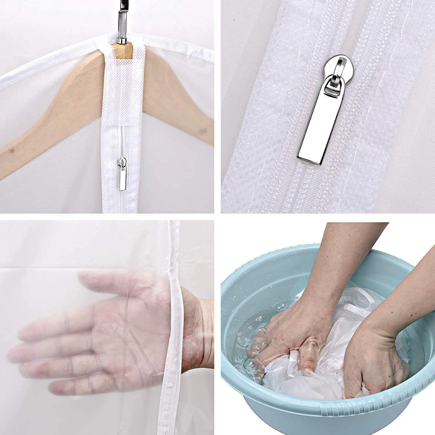 SKYUGLE Clear Garment Bags Dress Cover - 24'' x 54'' Breathable Hanging Clothes Storage Protector for Dance Costumes Suit Coat, Plastic Garment Cover with Sturdy Zipper (7 Pack)