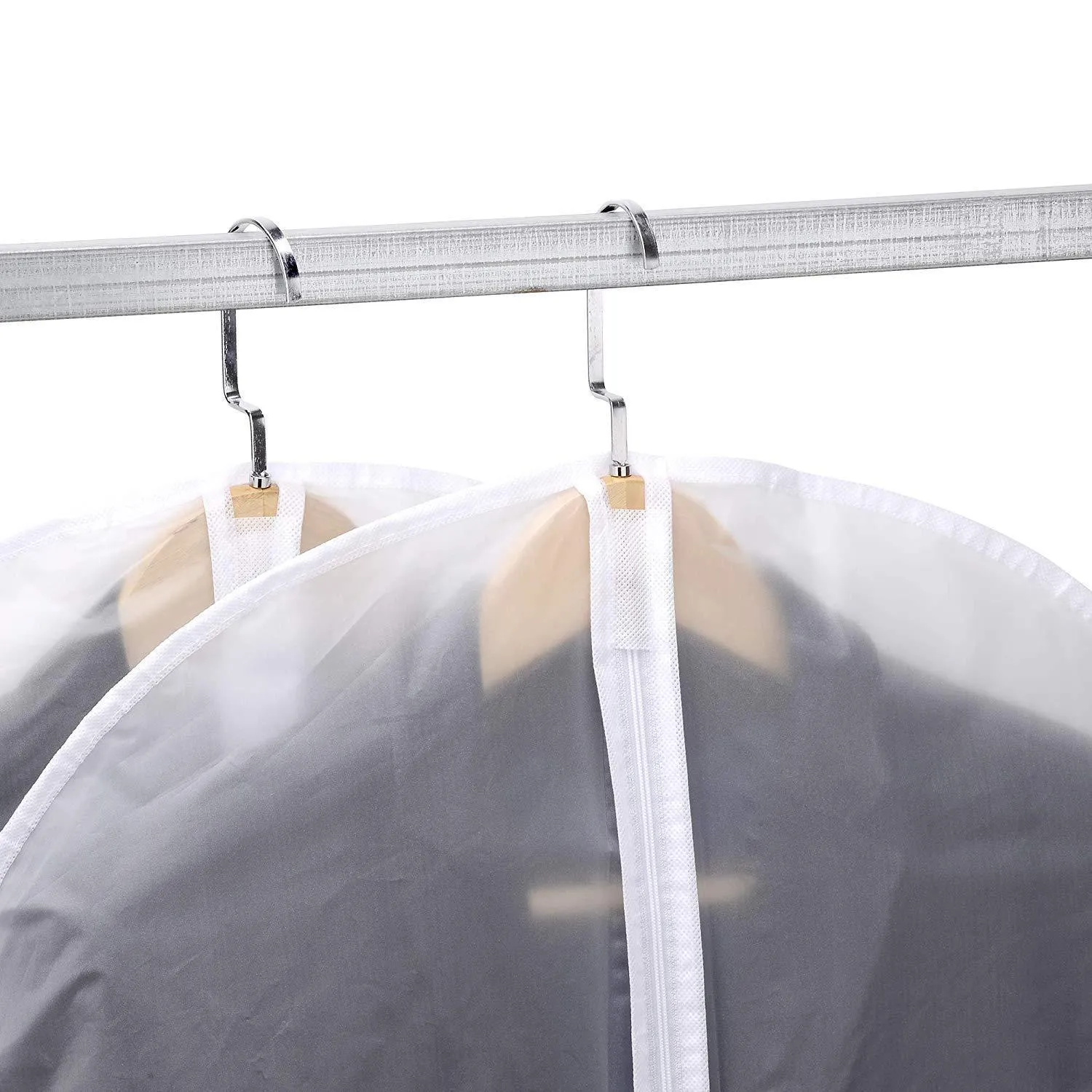 SKYUGLE Clear Garment Bags Dress Cover - 24'' x 54'' Breathable Hanging Clothes Storage Protector for Dance Costumes Suit Coat, Plastic Garment Cover with Sturdy Zipper (7 Pack)