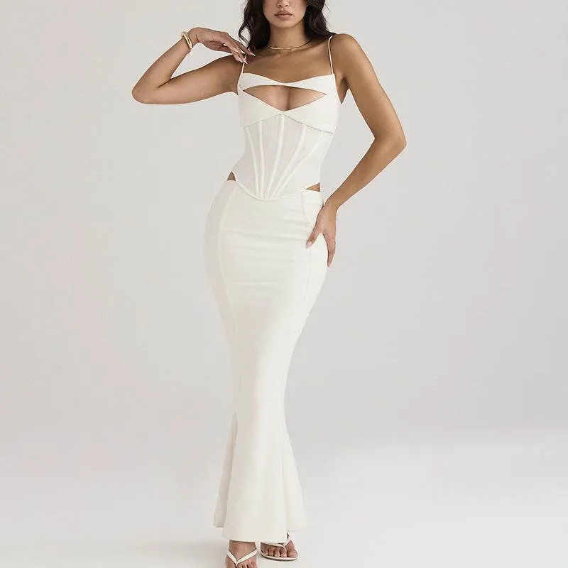 Sling Fishbone Corset Slimming Hollow Dress